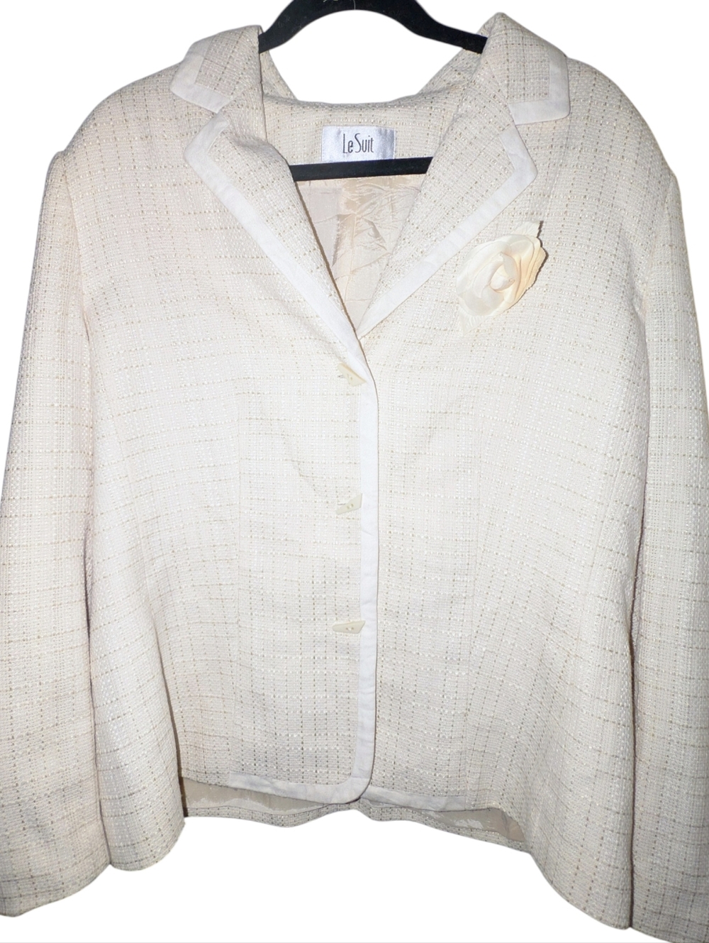Le Suit Cream Tweed Blazer Jacket NWOT Size 18